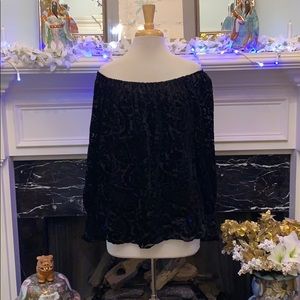 NWT “Dalia” cut velvet peasant top